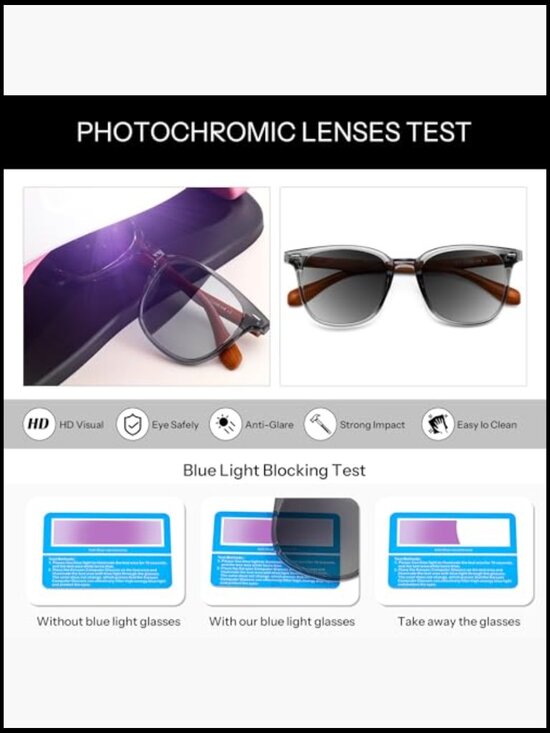 Photochromic Sunglasses Blue Light Blocking Computer Glasses Wooden Temples Set main image 4
